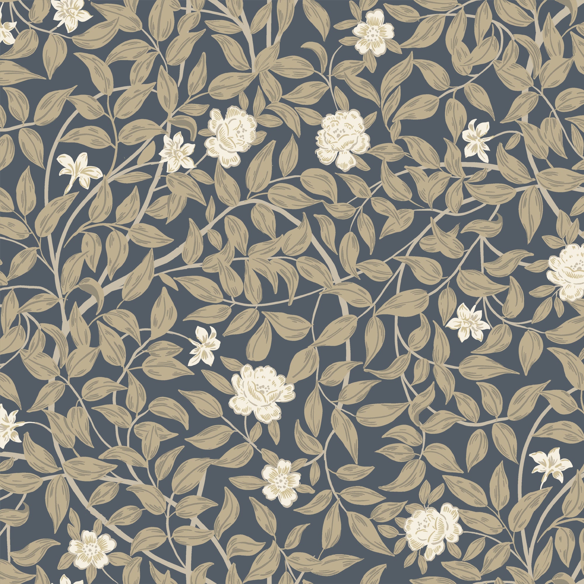 Flora in Colonial Blue Sample